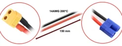 Absima Ladekabel XT60 auf EC3 15cm