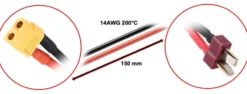 Absima Ladekabel XT60 auf T-Stecker 15cm