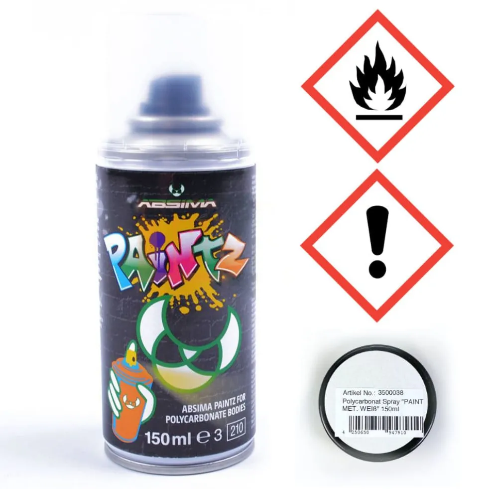 Absima Polycarbonat Spray PAINTZ METALLIC WEIß 150ml