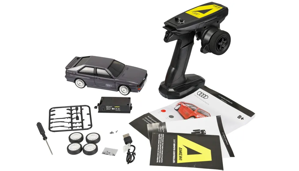 Amewi Audi quattro 1980 Onroad/Drift mit Gyro 4WD 1:28 RTR grafitgrau