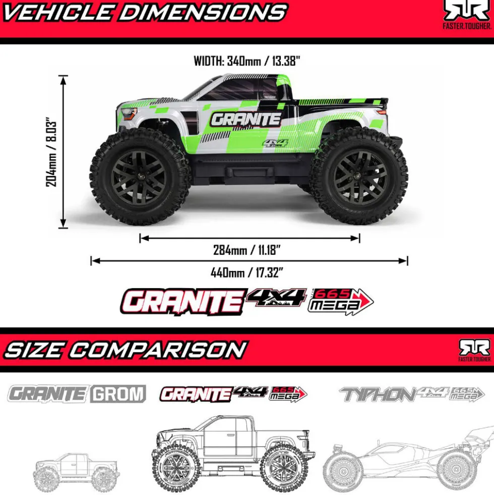 Arrma Granite MEGA 665 4X4 Brushed Monster Truck 1:10 RTR Orange