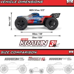 Arrma Mini Kraton 3S DSC 4X4 RTR Brushless Speed Truck 1:16 (inkl. Akku und Ladegerät) Rot/Blau