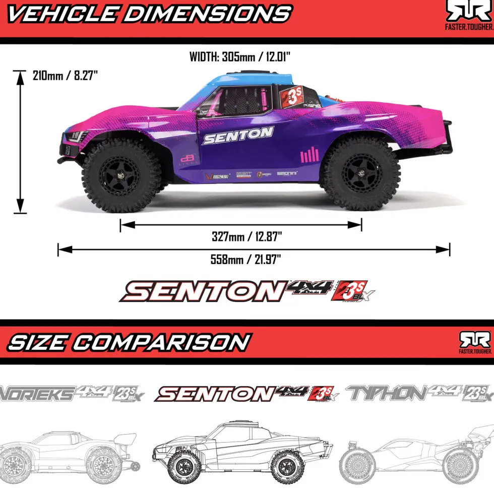 Arrma Senton 223S DSC 4X4 RTR Brushless Short Course Truck 1:10 Blau/Pink
