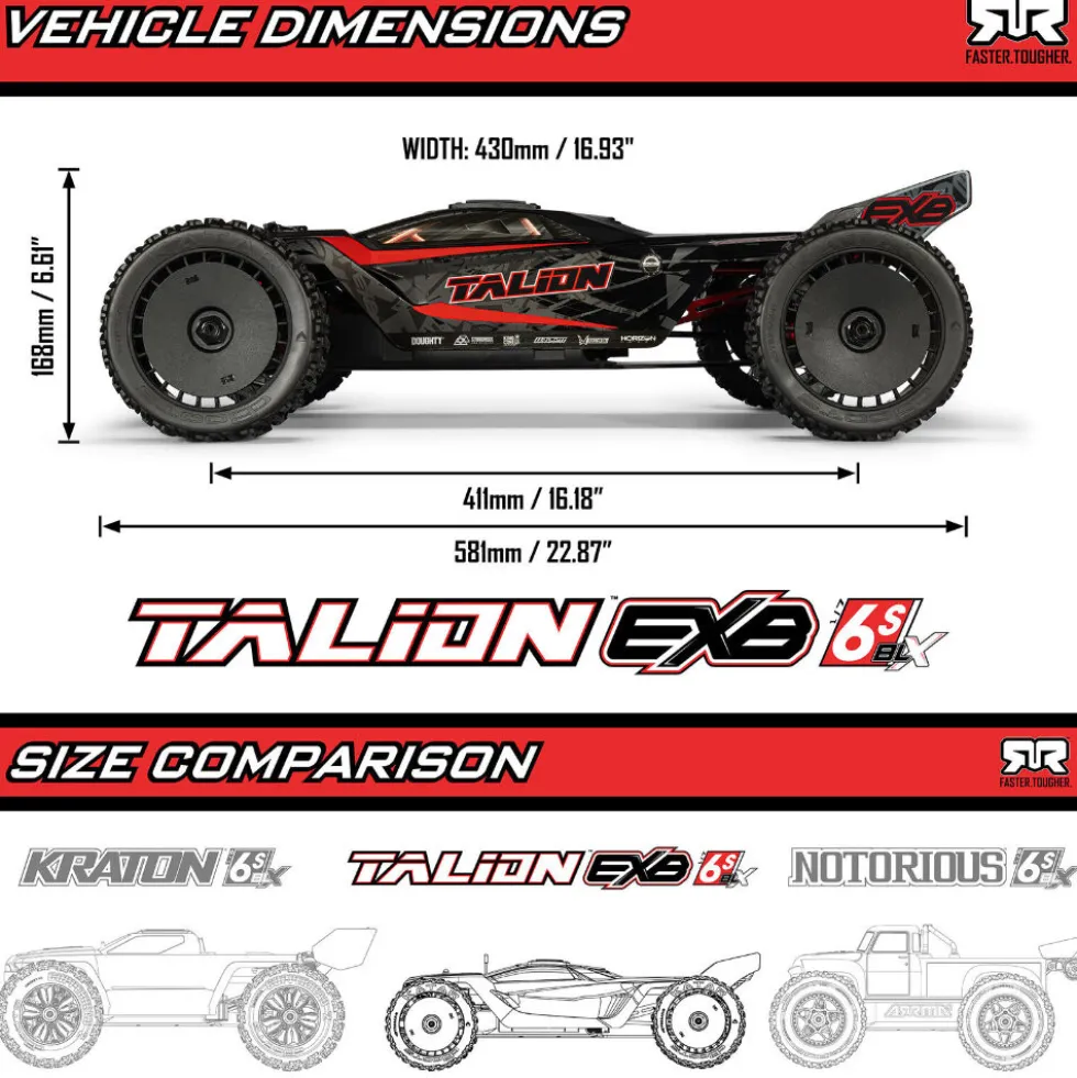 Arrma Talion 6S EXB 4X4 RTR Brushless Speed Truck Schwarz 1:7