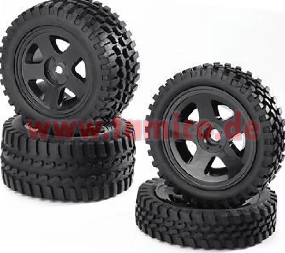 Carson 500900027 Reifen/Felgen-Set All Terrain (schwarz) DT-01/DT-02/DT-03
