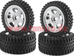 Carson 500900028 Reifen/Felgen-Set All Terrain (chrom) DT-01 / DT-02 / DT-03 Chassis