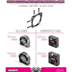 Hudy Alu-Lüfterhalterung für zwei Lüfter (30 mm/40 mm)