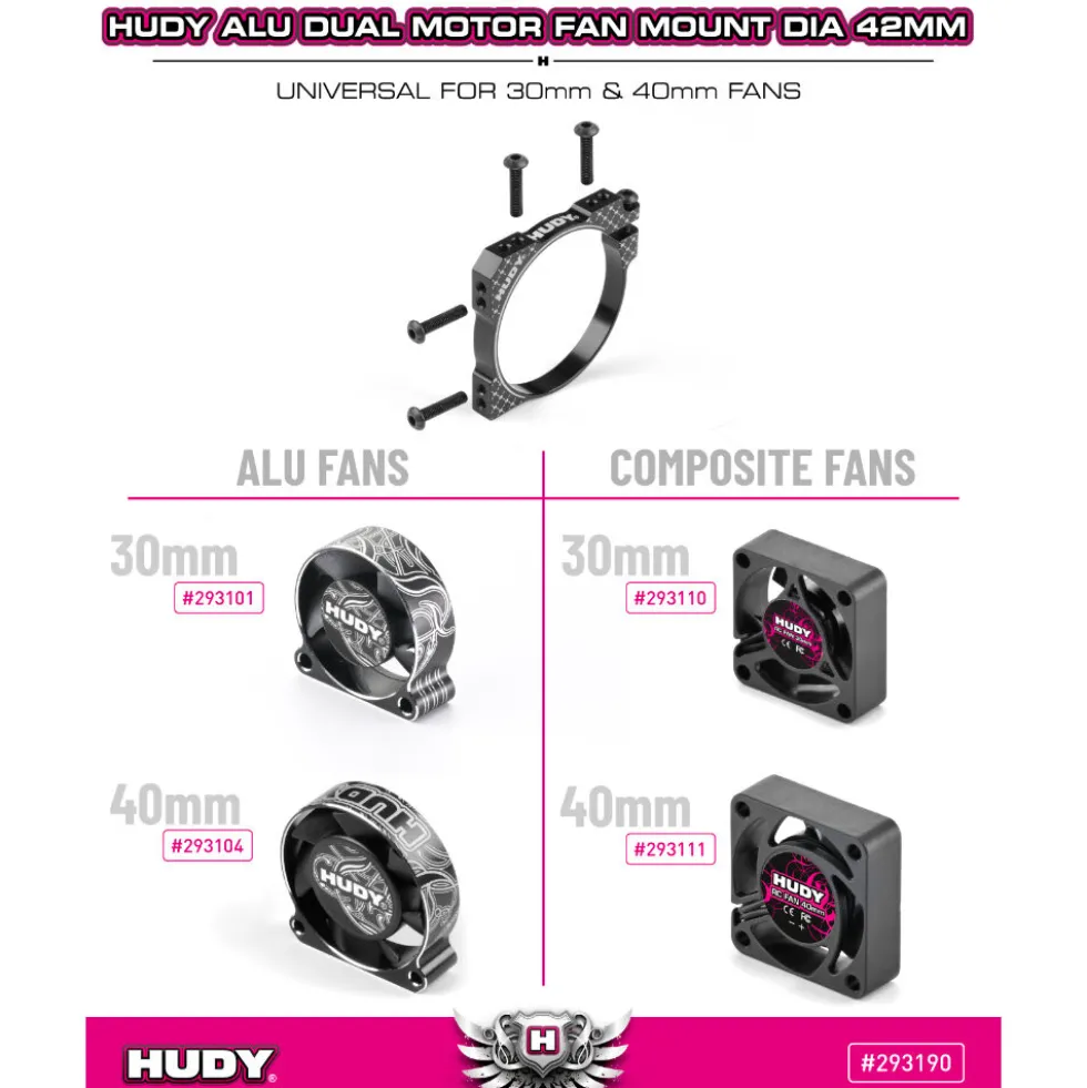 Hudy Alu-Lüfterhalterung für zwei Lüfter (30 mm/40 mm)