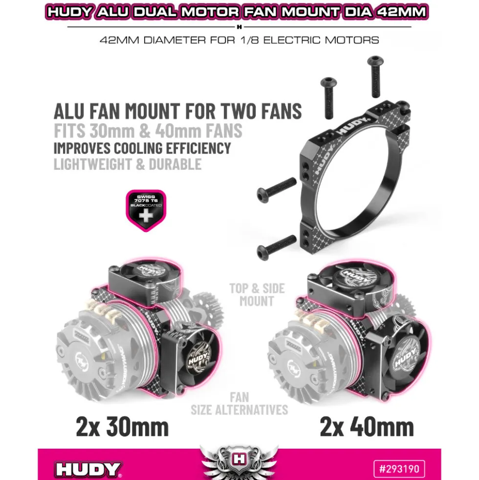 Hudy Alu-Lüfterhalterung für zwei Lüfter (30 mm/40 mm)
