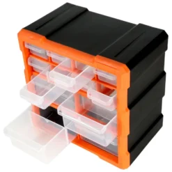 Robitronic Kleinteilemagazin orange/schwarz mit 12 Schubladen