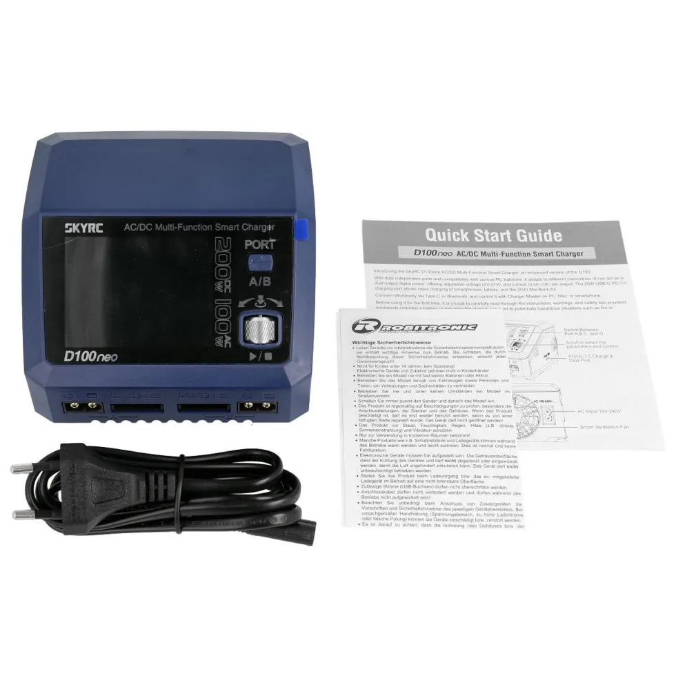 SkyRC Ladegerät D100neo 2-Ladeausgänge LiPo 1-6S 10A 100W AC/DC