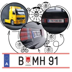 Tamico Wunschkennzeichen Österreich EU 3D 2er Set