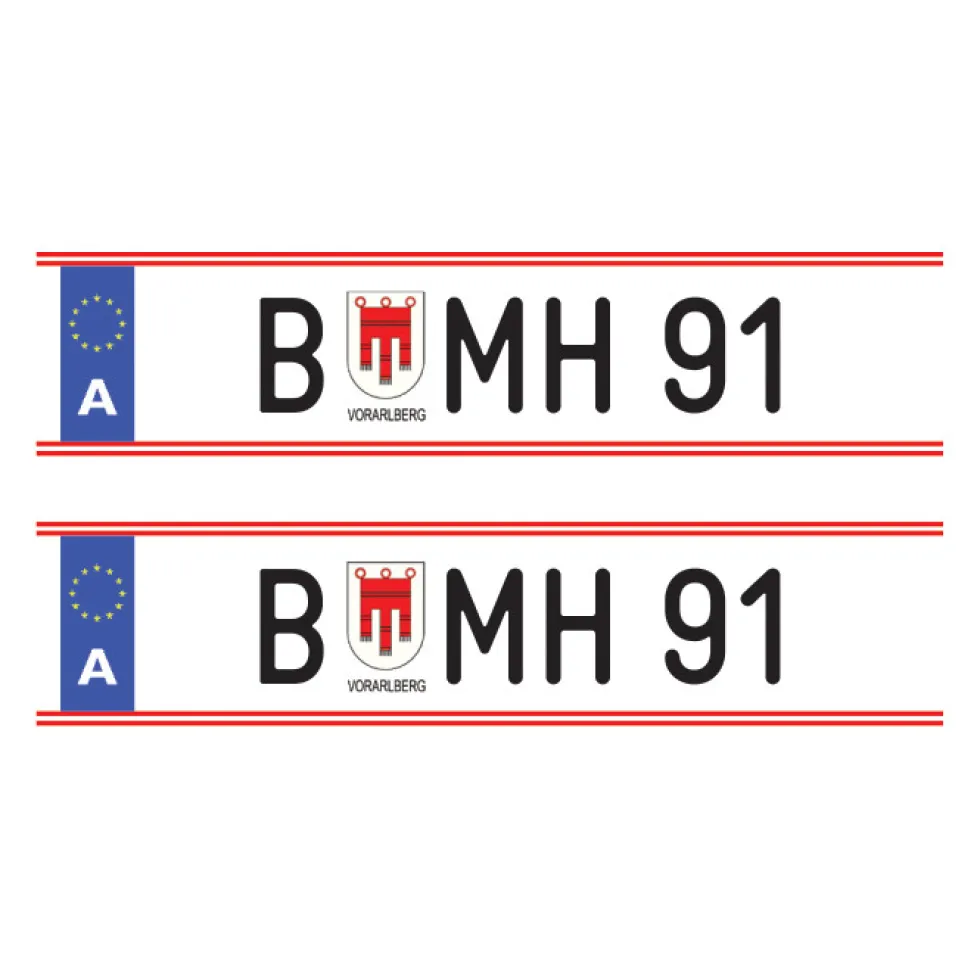 Tamico Wunschkennzeichen Österreich EU 3D 2er Set