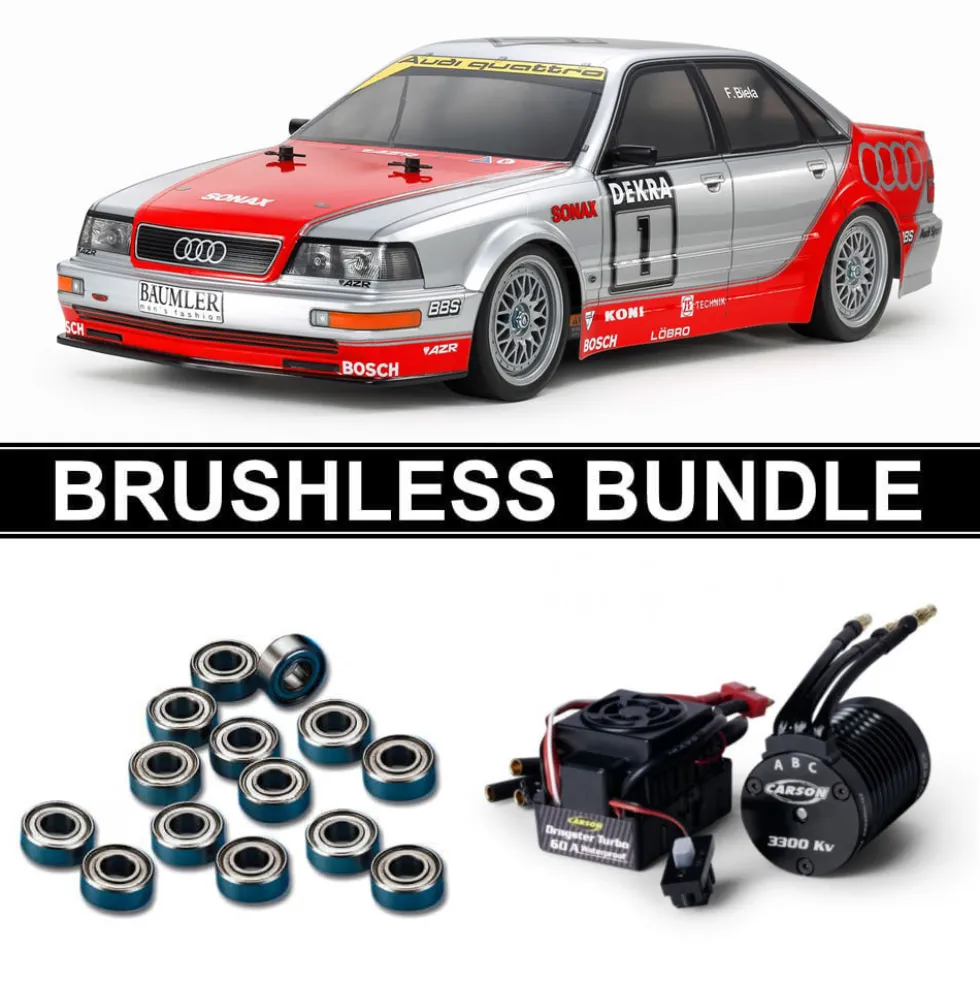 Tamiya 58699 Audi V8 1992 Tourenwagen (TT-02) BRUSHLESS-BUNDLE