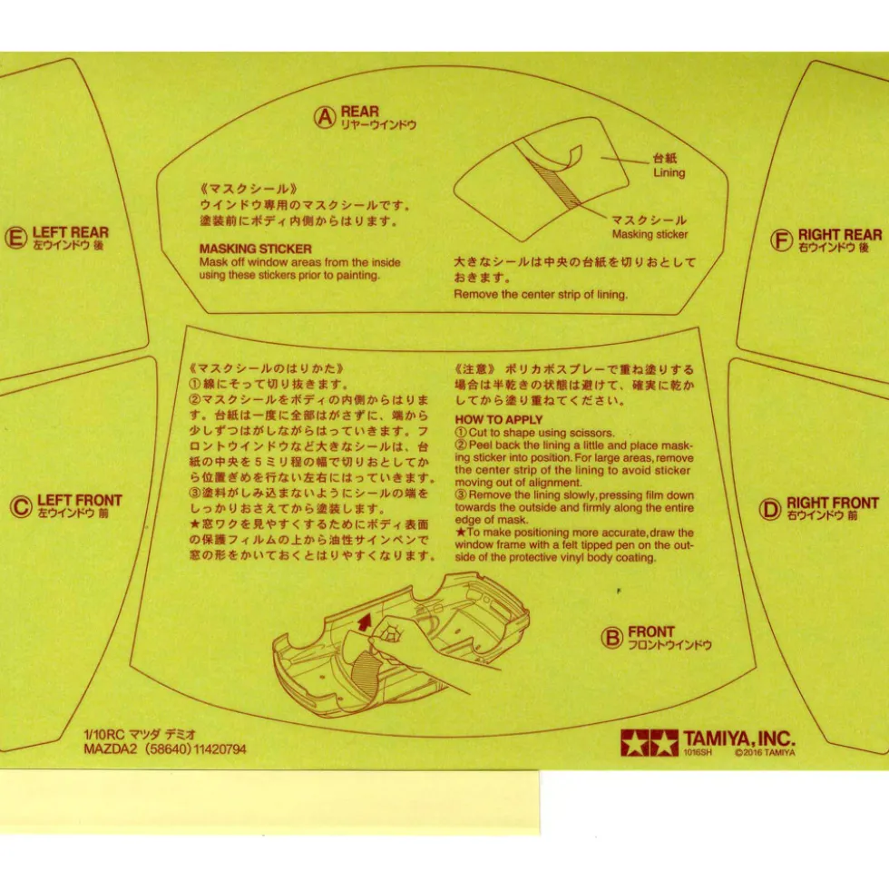 Tamiya 19495900 Aufkleber/Decals Mazda 2 M-Chassis