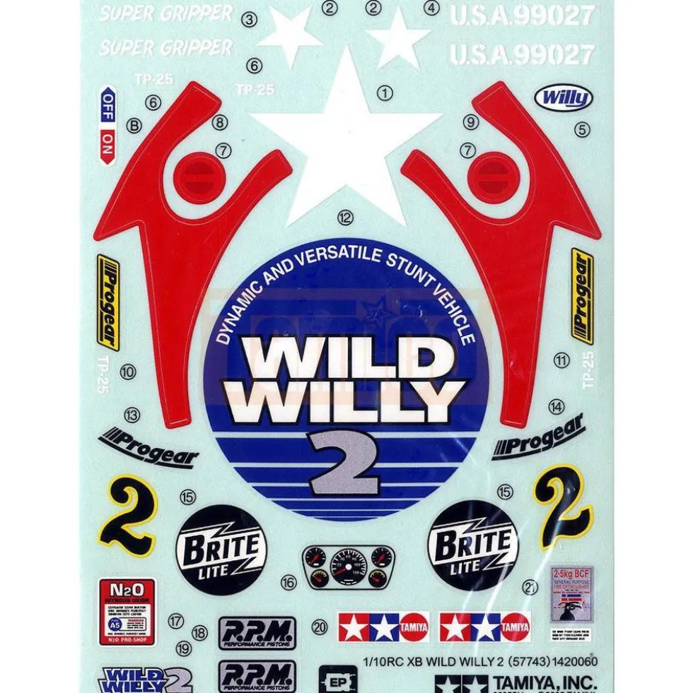 Tamiya Aufkleber für Wildy Willy 2 XB RTR