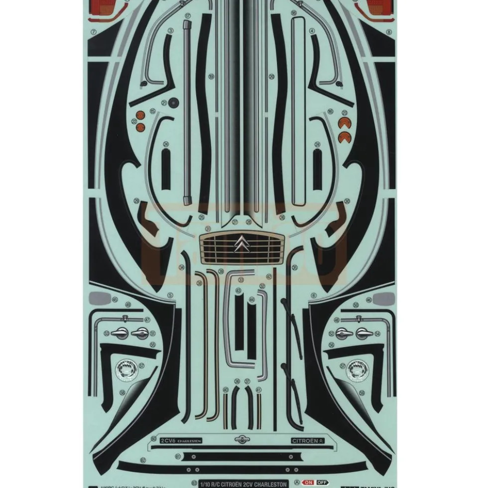 Tamiya 19495931 Aufkleber / Sticker Citroen 2CV Charleston