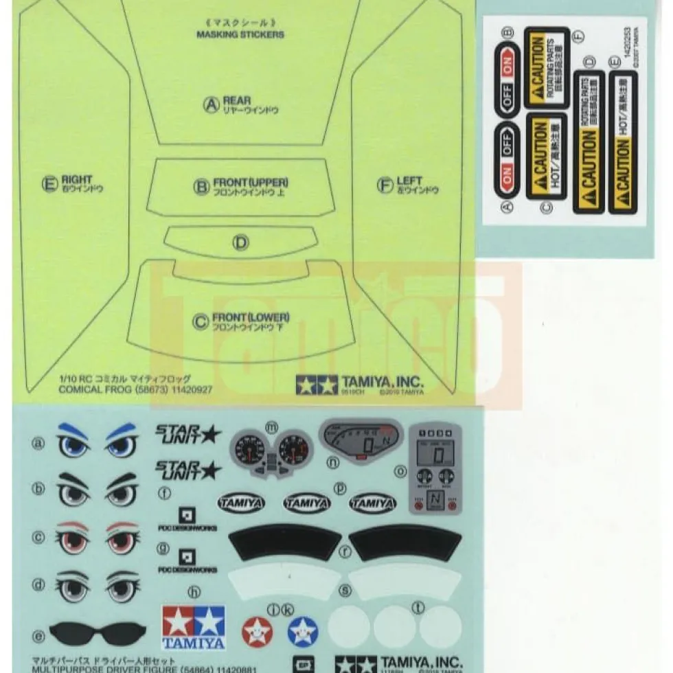 Tamiya 19495974 Aufkleber / Sticker Comical Frog