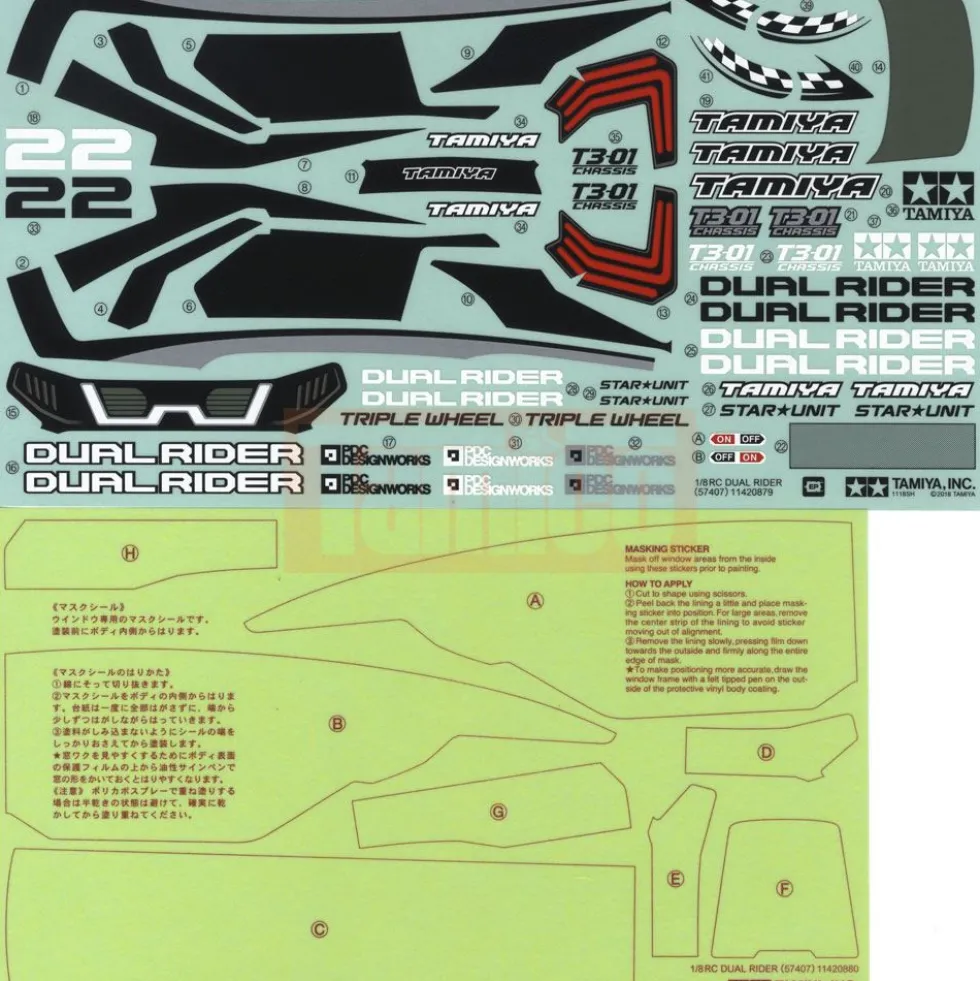 Tamiya 19803165 Aufkleber / Sticker Dual Rider T3-01