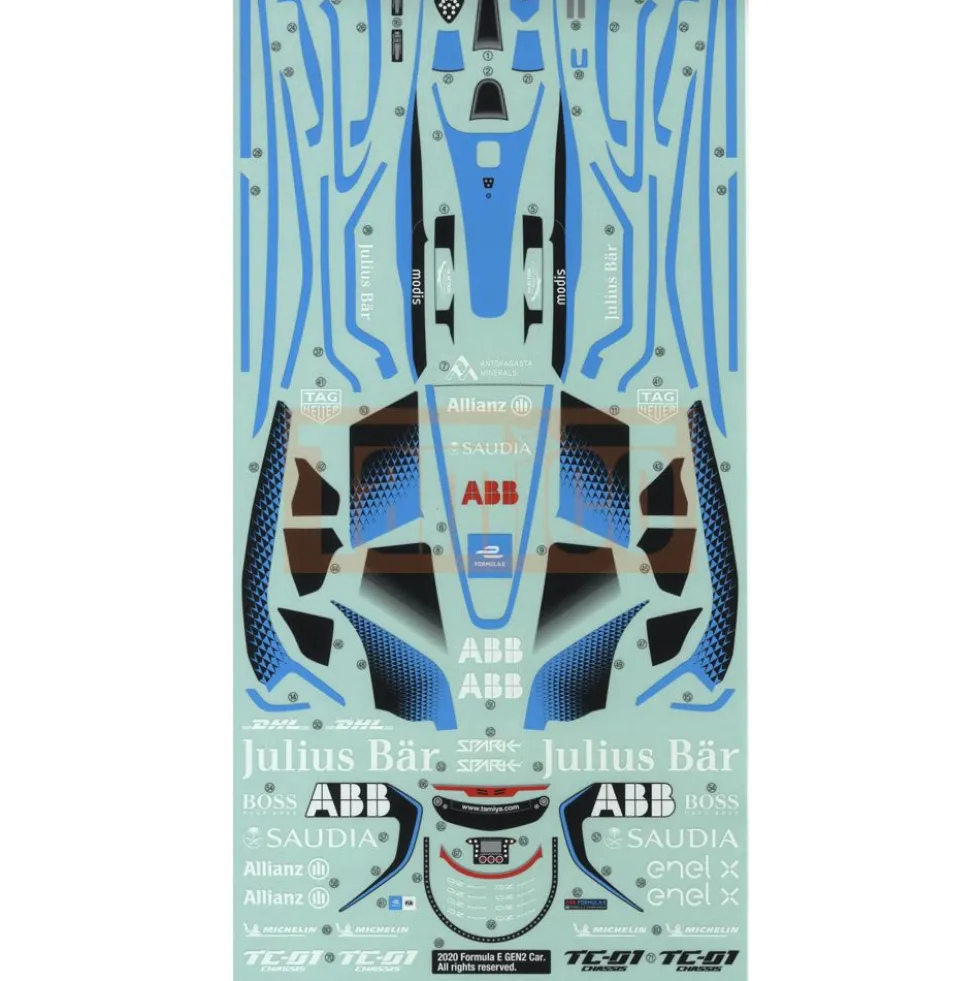 Tamiya 19490017 Aufkleber / Sticker Formula E Gen2 TC-01