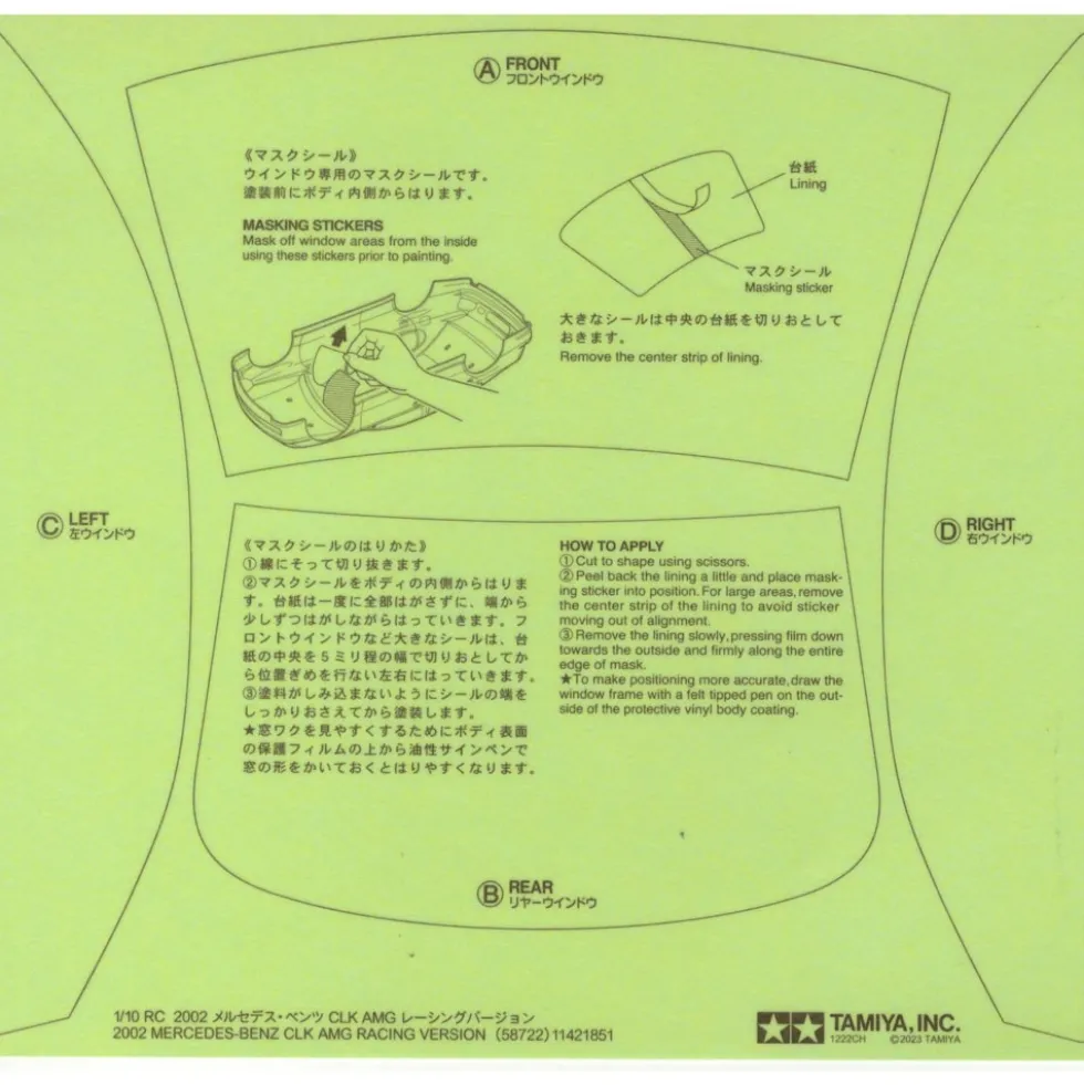 Tamiya 19490088 Aufkleber / Sticker Mercedes-Benz CLK AMG 2002