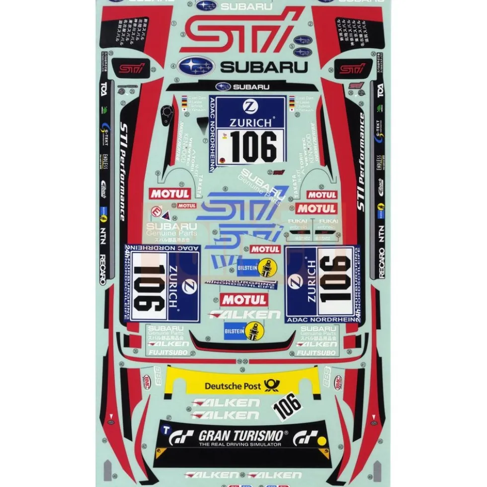 Tamiya 19495908 Aufkleber / Sticker Subaru WRX STI NBR
