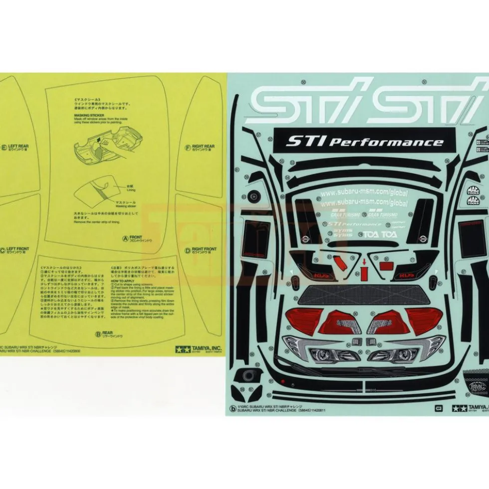 Tamiya 19495908 Aufkleber / Sticker Subaru WRX STI NBR