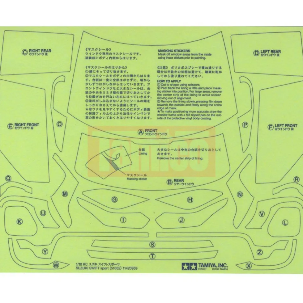 Tamiya 19495992 Aufkleber / Sticker Suzuki Swift sport M-Chassis