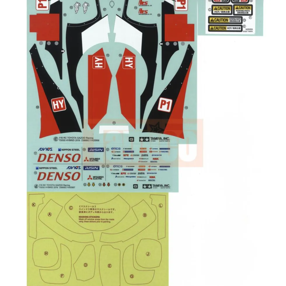 Tamiya 19495990 Aufkleber / Sticker Toyota Gazoo TS050 2019