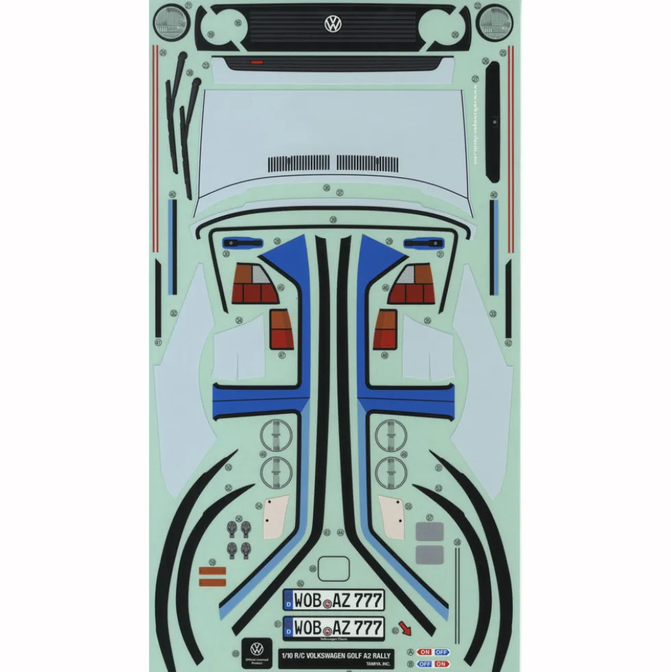 Tamiya 19490076 Aufkleber/Sticker Volkswagen Golf Mk2 GTI 16V Rally