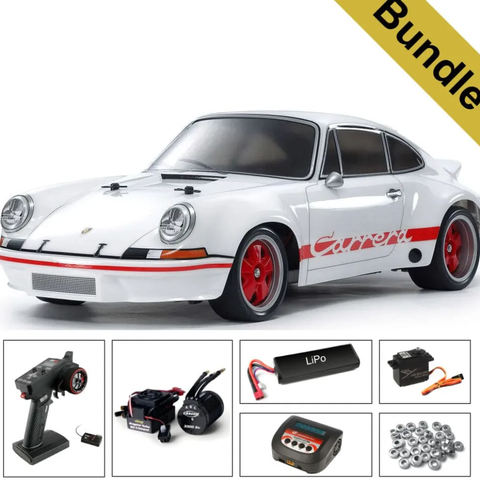 Tamiya 47507 Carrera 911 RSR 2.8 (BT-01) weiss vorlackiert BUNDLE "Gold"