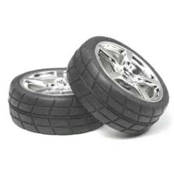 Tamiya Felgen mit Reifen (5 Speichen verchromt, 24mm) 2 Stk. #53955