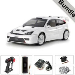 Tamiya 47495 Ford Focus RS Custom TT-02 (vorlackiert) BUNDLE "Silber"