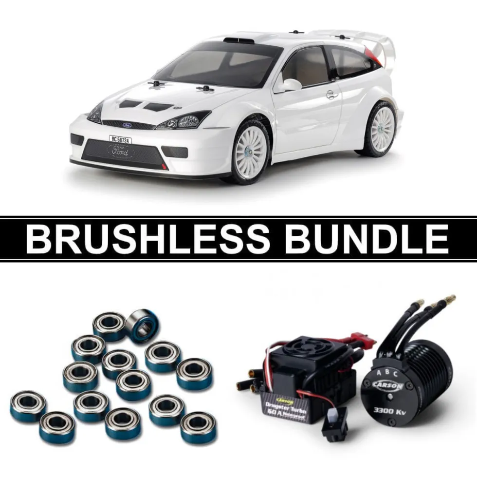 Tamiya 47495 Ford Focus RS Custom TT-02 (vorlackiert) BRUSHLESS-BUNDLE