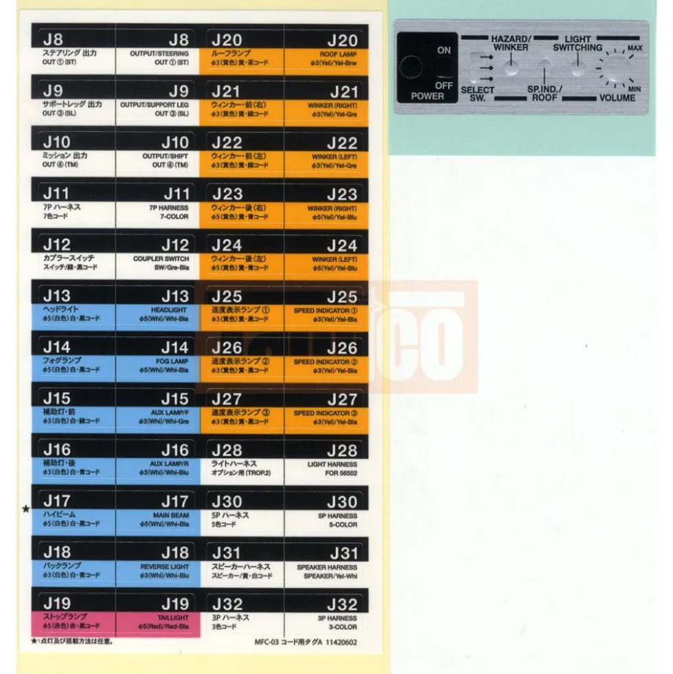 Tamiya 19495757 Kabel-Aufkleber / Sticker MFC-03 (56523)