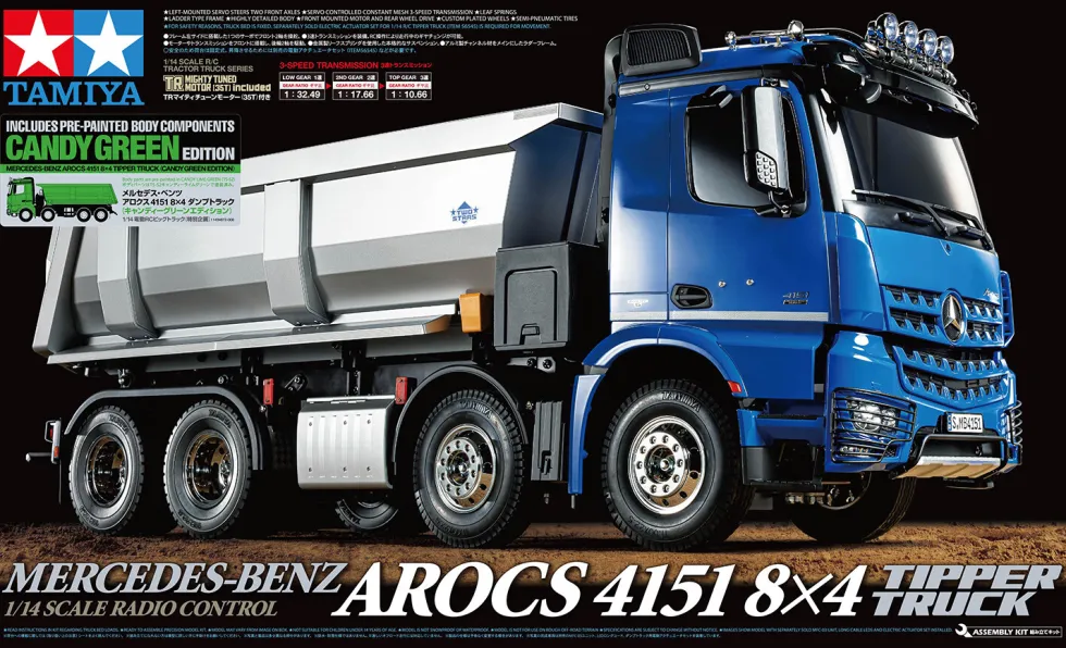 Tamiya 47523 MB Arocs 4151 8x4 Kipper 1:14 Bausatz Candy-Grün