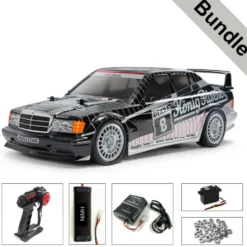 Tamiya 47525 Mercedes-Benz 190E Evo.II 1991 vorlackiert (TT-02) BUNDLE "Silber"