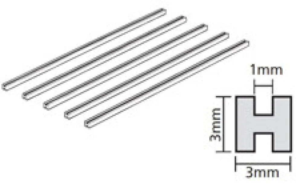 Tamiya 70201 Polystyrol H-Profil 3mmx400mm (5)