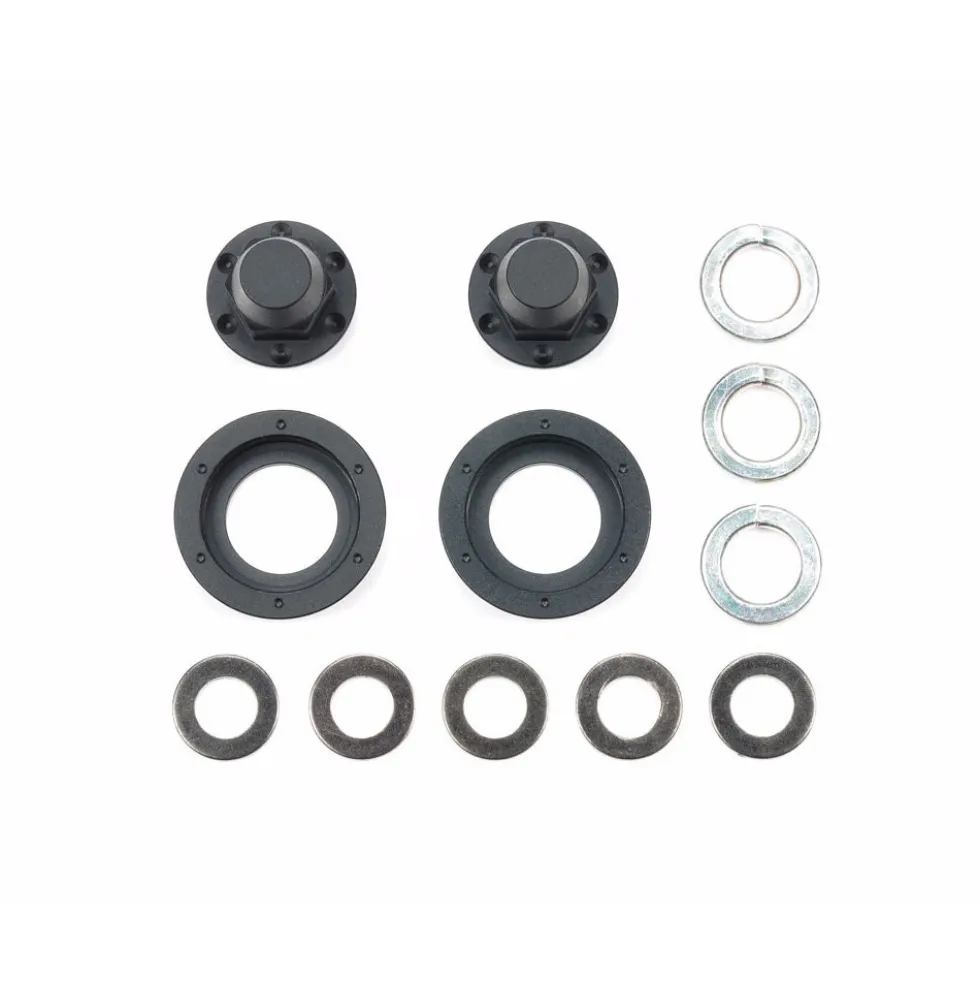 Tamiya 56556 Radnaben-Set Vorderache schwarz (2) 1:14