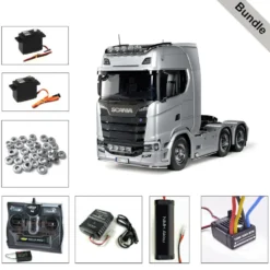 Tamiya 56373 Scania 770 S 6x4 3-Achser (silber vorlackiert) BUNDLE "Silber"