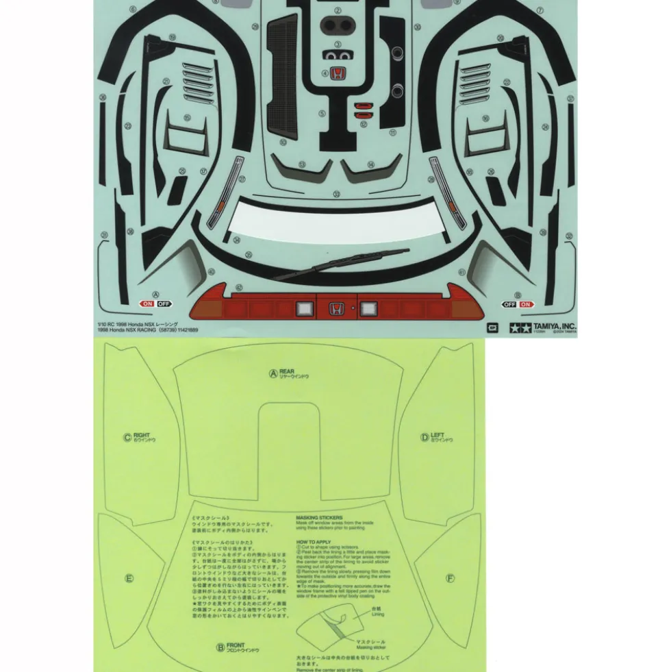 Tamiya 19490128 Sticker / Aufkleber Honda NSX 1998 Racing