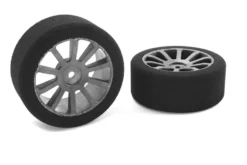 Team Corally - Attack Moosgummi Reifen - 1/10 GP Toerenwagen - 42 shore - 26mm Vorder - Carbon Felgen - 2 Sts