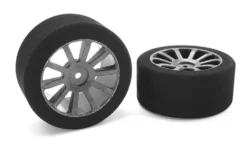Team Corally - Attack Moosgummi Reifen - 1/10 GP Tourenwagen - 37 shore - 30mm Hinten - Carbon Felgen - 2 Sts