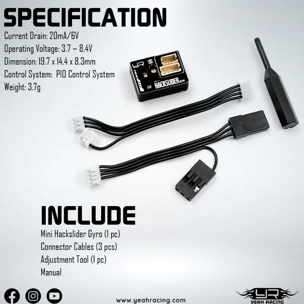 Yeah Racing Drift Performance Tuned Gyro V4 For Mini Drift RC